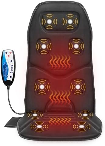 COMFIER Vibration Back Massager Seat Cushion with Heat,10 Motors Massage Chair Pad,Chair Massager for Pain Relief at Office/Home,Valentine’s Day Gifts for Her Him