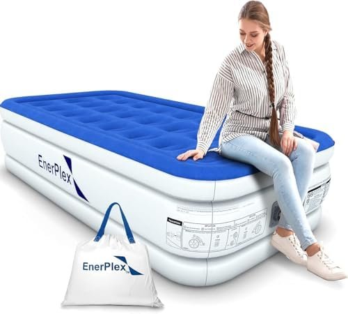 EnerPlex Air Mattress with Built in Pump – Self-Inflating Blow Up Mattress with Neck Support – Inflatable Air Bed for Portable Travel & Home Use