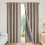 Joydeco Blackout Curtains for Bedroom – Nature Linen 84 Inch Long 100% Light Blocking 2 Panels Set, Rod Pocket & Back Tabs Living Room Drapes, Thermal Insulated Room Darkening Window Curtains