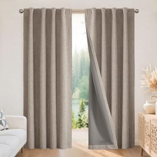 Joydeco Blackout Curtains for Bedroom – Nature Linen 84 Inch Long 100% Light Blocking 2 Panels Set, Rod Pocket & Back Tabs Living Room Drapes, Thermal Insulated Room Darkening Window Curtains Joydeco Blackout Curtains for Bedroom – Nature Linen 84 Inch Long 100% Light Blocking 2 Panels Set, Rod Pocket & Back Tabs Living Room Drapes, Thermal Insulated Room Darkening Window Curtains