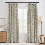 StangH Classic Floral Curtains Vintage Printed Butterfly Pattern Thick Linen Textured Non-See-Through Drapes for Sliding Door/Guest Room/Kid’s Room,52Wx84L，Porcelain,2 Panels