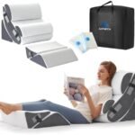 6PCS Wedge Pillow Set for After Surgery, Orthopedic Bed Wedge Pillow for Headboard, Memory Foam Back Pillow for Bed Sitting Up, Sit Up Pillow for Acid Reflux Relief, GERD, Anti Snoring (White)