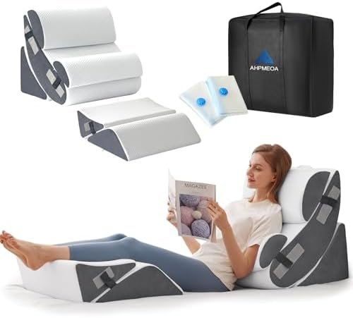 6PCS Wedge Pillow Set for After Surgery, Orthopedic Bed Wedge Pillow for Headboard, Memory Foam Back Pillow for Bed Sitting Up, Sit Up Pillow for Acid Reflux Relief, GERD, Anti Snoring (White) 6PCS Wedge Pillow Set for After Surgery, Orthopedic Bed Wedge Pillow for Headboard, Memory Foam Back Pillow for Bed Sitting Up, Sit Up Pillow for Acid Reflux Relief, GERD, Anti Snoring (White)