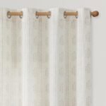 Boho Linen Curtains for Bedroom Living Room Taupe Farmhouse Boho Curtains 84 Inches Long Geometric Striped Patterned Mudcloth Grommet Top Light Filtering Window Drapes 2 Panels Taupe on Beige