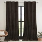 RYB HOME Brown Blackout Curtains 84 inches Long Velvet, Room Darkening Thermal Insulated Drapes with Hook Belt for Bedroom Home Theater, W 52 x L 84 inches, 2 Panels Set