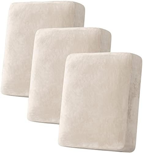 H.VERSAILTEX Velvet Stretch Couch Cushion Cover Plush Cushion Slipcover for Chair Loveseat Sofa Cushion Furniture Protector Seat Cushion Sofa Cover (3 Piece Sofa Cushion Covers, Ivory) H.VERSAILTEX Velvet Stretch Couch Cushion Cover Plush Cushion Slipcover for Chair Loveseat Sofa Cushion Furniture Protector Seat Cushion Sofa Cover (3 Piece Sofa Cushion Covers, Ivory)