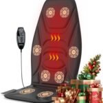 Portable Back Massager with Heat & Vibration – Deep Tissue Pain Relief for Shoulder, Back, Lower Back and Thighs – Office Chair Massage Pad, Ideal Gift for Men and Women