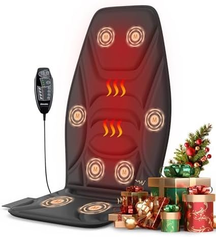 Portable Back Massager with Heat & Vibration – Deep Tissue Pain Relief for Shoulder, Back, Lower Back and Thighs – Office Chair Massage Pad, Ideal Gift for Men and Women Portable Back Massager with Heat & Vibration – Deep Tissue Pain Relief for Shoulder, Back, Lower Back and Thighs – Office Chair Massage Pad, Ideal Gift for Men and Women