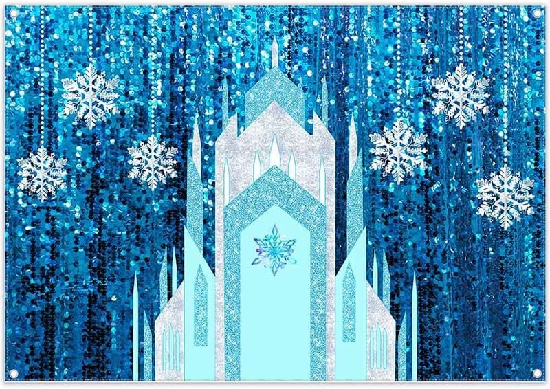 2D Digital Printing Photo 7×4.9ft Polyester Fabric Ice Snow Castle Backdrop Girl Birthday Indoor Party Decoration Princess Banner Snowflake Curtain (No Glitter No Sequin) Winter Booth Props 2D Digital Printing Photo 7×4.9ft Polyester Fabric Ice Snow Castle Backdrop Girl Birthday Indoor Party Decoration Princess Banner Snowflake Curtain (No Glitter No Sequin) Winter Booth Props