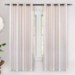 DriftAway Farmhouse Linen Blackout Curtains 63 Inches Long for Bedroom Striped Double Layer Thermal Insulated Sound Reducing Lined Grommet Rustic Drapes for Living Room 2 Panels W52 x L63 Red