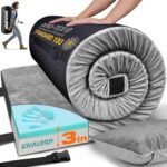 GAIALOOP 3 Inch Memory Foam Camping Mattress, Dual Layer Thick Sleeping Camp Pad for Car Tent Cot, Roll-Up Portable Glamping Floor Bed for Guests Sleepover