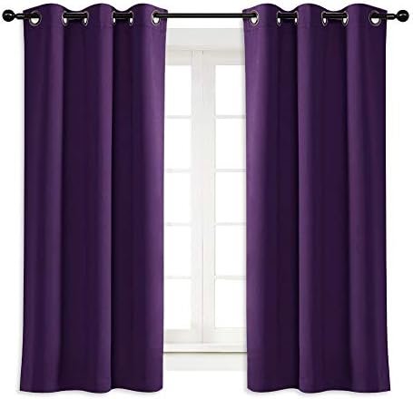 NICETOWN Blackout Room Darkening Window Curtain Triple Weave Home Decoration Solid Ring Top Blackout Room Darkening Drape for Bedroom (Single Panel, 42 x 63 inch, Royal Purple)