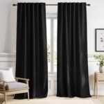 NICETOWN Halloween Black Blackout Living Room Curtains 84 inches Long, Black Out Curtain Panels for Bedroom – (Black Color) W52 x L84, 1 Pair, Thermal Insulated Blackout Draperies Window Treatment