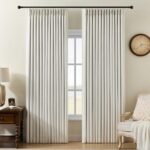 Pinch Pleated Curtains 100% Blackout Linen Curtains 95 Inches Long for Bedroom Living Room, Natural Memory Trained Thermal Insulated Room Darkening Window Pleat Drapes with Hooks, 2 Panels, 40″Wx95″L