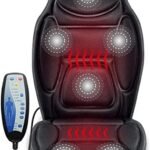 Snailax Massage Seat Cushion – Back Massager with Heat, 6 Vibration Massage Nodes & 2 Heat Levels, Massage Chair Pad for Home Office Chair，Black