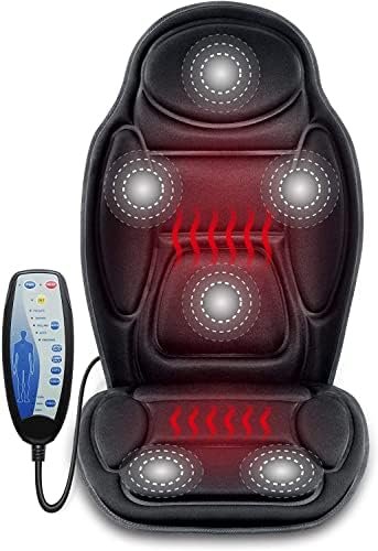 Snailax Massage Seat Cushion – Back Massager with Heat, 6 Vibration Massage Nodes & 2 Heat Levels, Massage Chair Pad for Home Office Chair,Black Snailax Massage Seat Cushion – Back Massager with Heat, 6 Vibration Massage Nodes & 2 Heat Levels, Massage Chair Pad for Home Office Chair,Black