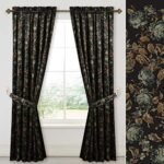 StangH Black Velvet Curtains 84 inches Long – Printed Floral Design Home Decoration Luxury Thermal Insulated Blackout Window Treatment Set for Living Room, 52×84-inch, 2 Panels