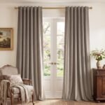 StangH Camel Beige Velvet Curtains – Thick Thermal Insulated Room Darkening Window Drapes 84 inch Length for Bedroom/Dining Living Room, Back Tab Home Decor for French Door, W52 x L84, 2 Panels
