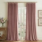 StangH Pink Curtains 108 Inches Long, Dusty Rose Velvet Light Blocking Window Drapes Elegant Romantic Thermal Insulated Floor to Ceiling Panels for Baby Girls Nursery, W52 x L108, 2 Panels