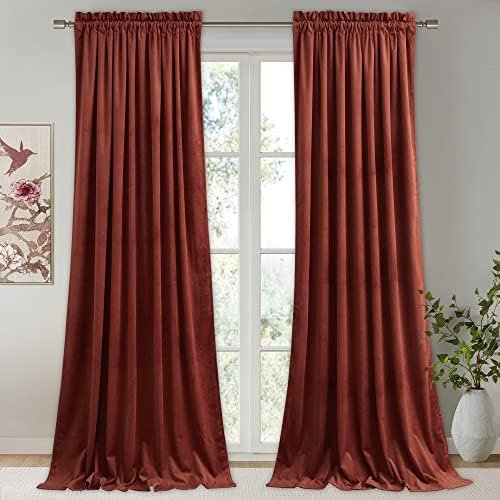 StangH Rust Velvet Curtains for Bedroom, Luxury Room Darkening Window Drapes Thermal Insulation Noise Reduction Door Panels for Dining Room/Nersury, W52 x L84, 2 Panels