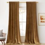 StangH Velvet Curtains 84 inches – Gold Brown Blackout Thermal Insulated Window Drapes for Living Room, Back Tab Luxury Home Decor Curtains for Bedroom Sliding Door, W52 x L84, 2 Panels