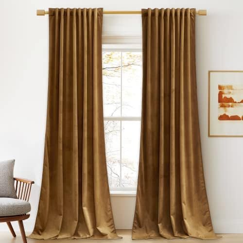 StangH Velvet Curtains 84 inches – Gold Brown Blackout Thermal Insulated Window Drapes for Living Room, Back Tab Luxury Home Decor Curtains for Bedroom Sliding Door, W52 x L84, 2 Panels StangH Velvet Curtains 84 inches – Gold Brown Blackout Thermal Insulated Window Drapes for Living Room, Back Tab Luxury Home Decor Curtains for Bedroom Sliding Door, W52 x L84, 2 Panels