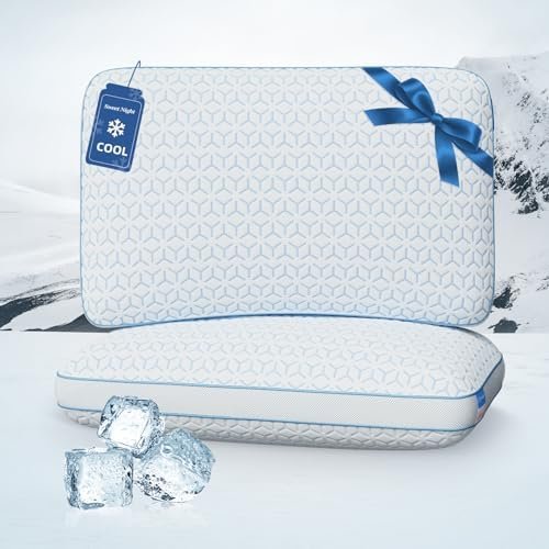 Sweetnight Cooling Pillows Queen Size Set of 2, Shredded Memory Foam Pillows 2 Pack for Hot Sleepers, Cold Bed Pillows for Sleeping, Washable with Removable Cover, Cool Night Sweetnight Cooling Pillows Queen Size Set of 2, Shredded Memory Foam Pillows 2 Pack for Hot Sleepers, Cold Bed Pillows for Sleeping, Washable with Removable Cover, Cool Night