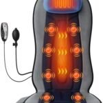 Vibration Back Massager with Heat for Chair, Massage Pad with Neck Support, Short Plush Cover, Seat Cushion for Seniors, Office Workers & Family,Fatigue & Pain Relief in Office,Home & Travel