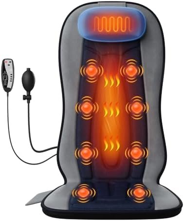 Vibration Back Massager with Heat for Chair, Massage Pad with Neck Support, Short Plush Cover, Seat Cushion for Seniors, Office Workers & Family,Fatigue & Pain Relief in Office,Home & Travel Vibration Back Massager with Heat for Chair, Massage Pad with Neck Support, Short Plush Cover, Seat Cushion for Seniors, Office Workers & Family,Fatigue & Pain Relief in Office,Home & Travel