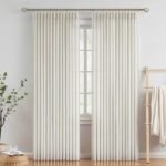 Vision Home Natural Pinch Pleated Semi Sheer Curtains Textured Linen Blended Light Filtering Window Curtains 90 inch for Living Room Bedroom Pinch Pleat Drapes with Hooks 2 Panels 42″ Wx90 L