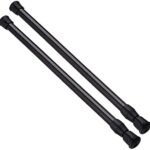 AIZESI Spring Tension Curtain Rods Short Tension Rod (Black,17″ to 28″-2Pcs)