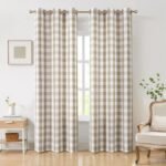 Amzdecor Buffalo Plaid Grommet Curtains 84 Inch Length, Tan Semi-Sheer Gingham Check Farmhouse Rustic Textured Curtains Drapery for Living Room Bedroom,2 Panels (40″ x 84″,Beige/Tan & White) Amzdecor Buffalo Plaid Grommet Curtains 84 Inch Length, Tan Semi-Sheer Gingham Check Farmhouse Rustic Textured Curtains Drapery for Living Room Bedroom,2 Panels (40″ x 84″,Beige/Tan & White)