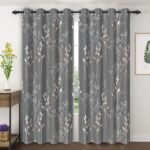 Gray Leaves Blackout Curtains 84 Inches, Room Darkening Curtains for Living Room Bedroom with Botanical Printed, 2 Panels Set W52xL84 Gray Leaves Blackout Curtains 84 Inches, Room Darkening Curtains for Living Room Bedroom with Botanical Printed, 2 Panels Set W52xL84
