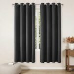 Joydeco Blackout Curtains 72 Inch Length 2 Panels Set, Thermal Insulated Long Curtains& Drapes 2 Burg, Room Darkening Grommet Drapes for Living Room Bedroom Window (Dark Grey, W52 x L72 Inch)