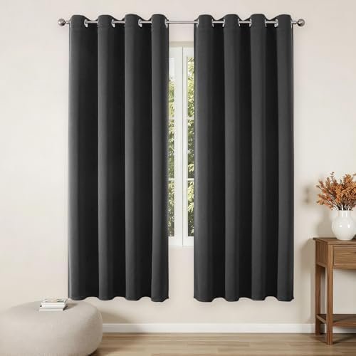 Joydeco Blackout Curtains 72 Inch Length 2 Panels Set, Thermal Insulated Long Curtains& Drapes 2 Burg, Room Darkening Grommet Drapes for Living Room Bedroom Window (Dark Grey, W52 x L72 Inch) Joydeco Blackout Curtains 72 Inch Length 2 Panels Set, Thermal Insulated Long Curtains& Drapes 2 Burg, Room Darkening Grommet Drapes for Living Room Bedroom Window (Dark Grey, W52 x L72 Inch)