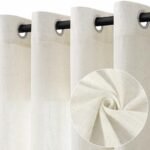 Natural Cream Linen Curtains 84 Inch Length 2 Panels for Living Room Bedroom, Light Filtering Sheer Curtains 84 Inches, Modern Farmhouse Grommet Semi Sheer Soft Privacy Drapes