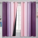 Pink and Purple Curtains 63 Inch Length 2 panels, Full Light Blocking Ombre Blackout Curtains for Kids Room, Thermal Insulated Noise Reducing Gradient Blackout Curtains for Girls Bedroom, 52×63 Inch Pink and Purple Curtains 63 Inch Length 2 panels, Full Light Blocking Ombre Blackout Curtains for Kids Room, Thermal Insulated Noise Reducing Gradient Blackout Curtains for Girls Bedroom, 52×63 Inch