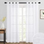 RYB HOME Semi Sheer Curtains 84 inches Long – Linen Textured White Curtains Privacy Large Window Decor for Living Room Bedroom Dining, W 52″ x L 84″, 2 Panels RYB HOME Semi Sheer Curtains 84 inches Long – Linen Textured White Curtains Privacy Large Window Decor for Living Room Bedroom Dining, W 52″ x L 84″, 2 Panels