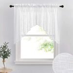 RYB HOME Short Kitchen Valances and Curtain Set, Privacy White Linen Swag Curtains, Semi Sheer Bathroom Tiers for Small Windows, 36 x 36 inch, 1 Pair RYB HOME Short Kitchen Valances and Curtain Set, Privacy White Linen Swag Curtains, Semi Sheer Bathroom Tiers for Small Windows, 36 x 36 inch, 1 Pair