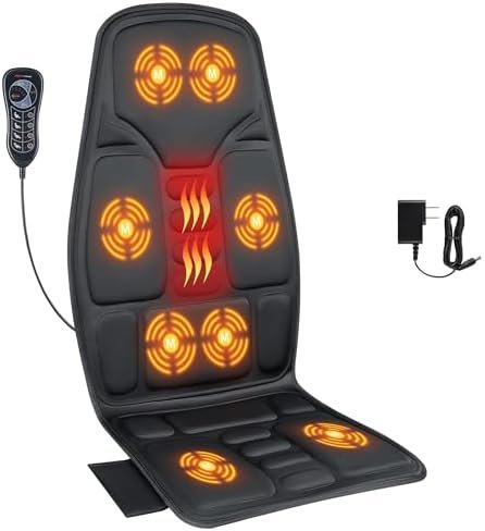SLOTHMORE Vibration Back Massager for Chair with Heat, Chair Massager Pad with 8 Vibration, Massage Seat Cushion for Office Chair, Home Recliner & Sofa, Relaxing Gifts for Mom & Dad
