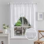 Beda Home Tassel Linen Textured Swag Curtain Valance for Farmhouses’ Kitchen; Light Filtering Rustic Short Swag Topper for Small Windows Bedroom Privacy Added Rod Pocket Design (White 36×45-2PCs)