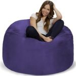Chill Sack Bean Bag Chair: Giant 4′ Memory Foam Furniture Bean Bag – Big Sofa with Soft Micro Fiber Cover – Purple