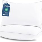 CozyLux Soft Supportive Bed Pillows for Side and Back Sleepers, Oeko-Tex Certified Down Alternative Filling, Hotel Quality Fluffy Sleeping Pillow, White, Queen – 18″ x 28″, 2 Pack