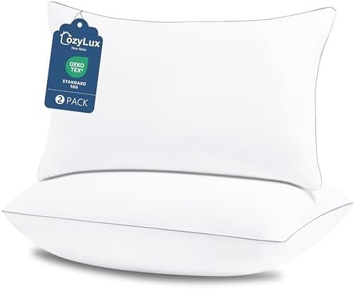 CozyLux Soft Supportive Bed Pillows for Side and Back Sleepers, Oeko-Tex Certified Down Alternative Filling, Hotel Quality Fluffy Sleeping Pillow, White, Queen – 18″ x 28″, 2 Pack CozyLux Soft Supportive Bed Pillows for Side and Back Sleepers, Oeko-Tex Certified Down Alternative Filling, Hotel Quality Fluffy Sleeping Pillow, White, Queen – 18″ x 28″, 2 Pack