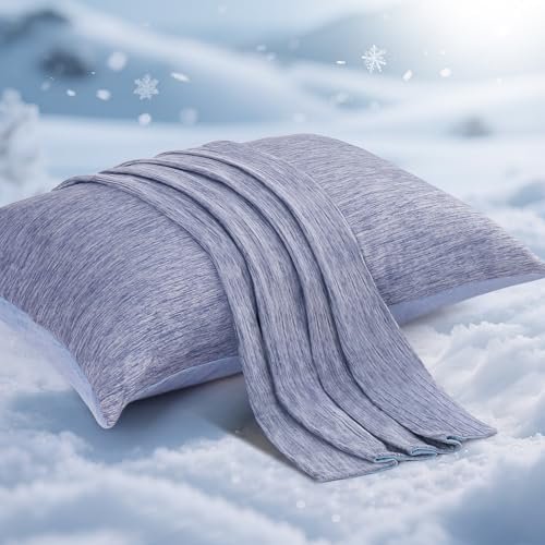 Elegear Cooling Pillow Cases for Hot Sleepers, Japanese Q-Max 0.5 Cooling Pillowcases, Both Sides(Cooling/Cotton), Breathable Soft Pillowcase for Hair and Skin, Set of 2-Blue (Queen (20” x 30”)) Elegear Cooling Pillow Cases for Hot Sleepers, Japanese Q-Max 0.5 Cooling Pillowcases, Both Sides(Cooling/Cotton), Breathable Soft Pillowcase for Hair and Skin, Set of 2-Blue (Queen (20” x 30”))