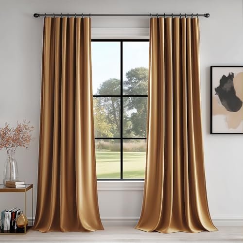 FMFUNCTEX Velvet Blackout Curtains Gold Brown Thermal Insulated Curtains for Bedroom Living Room Darkening Curtains 84 Inches Long Soft Luxury Heavy Rod Pocket Brown Drapes Dining Room 2 Panels Set FMFUNCTEX Velvet Blackout Curtains Gold Brown Thermal Insulated Curtains for Bedroom Living Room Darkening Curtains 84 Inches Long Soft Luxury Heavy Rod Pocket Brown Drapes Dining Room 2 Panels Set