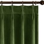 Joydeco Pinch Pleated Velvet Curtains 96 Inch Long 2 Panel Set Green Curtains for Bedroom Living Room, Thermal Insulated Back Tab Blackout Luxury Drapes with Adjustable Hooks (40”W x96”L,Olive Green)
