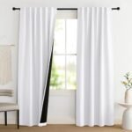NICETOWN 100% Blackout Window Curtain Panels, Cold and Full Light Blocking Drapes with Black Liner for Nursery, 84 Inches Drop Thermal Insulated Draperies (Pure White, 2 Pieces, 52 inches Wide) NICETOWN 100% Blackout Window Curtain Panels, Cold and Full Light Blocking Drapes with Black Liner for Nursery, 84 Inches Drop Thermal Insulated Draperies (Pure White, 2 Pieces, 52 inches Wide)