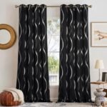 NICETOWN Black Out Floral Curtain Panels 84 inches Long – Light Reducing Thermal Insulated Grommet Blackout Patterned Panels/Drapes for Living Room/Nursery/Kids Room (Set of 2, W52 by L84)