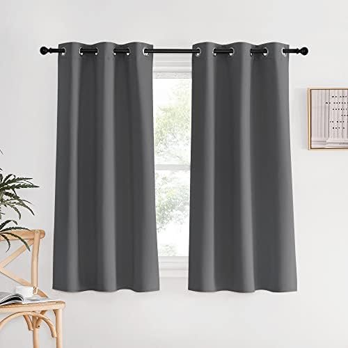 NICETOWN Blackout Window Curtains 60 inch Length 2 Panels, 34 x 60 Inch, Grey, Grommet Top Room Darkening Thermal Insulated Solid Vertical Drapes for Bedroom/Kid Room NICETOWN Blackout Window Curtains 60 inch Length 2 Panels, 34 x 60 Inch, Grey, Grommet Top Room Darkening Thermal Insulated Solid Vertical Drapes for Bedroom/Kid Room